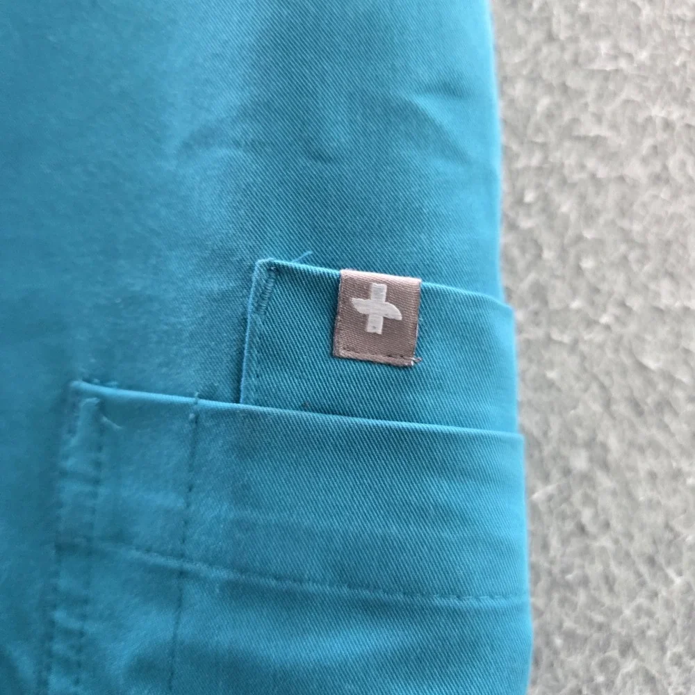 FIGS Women Scrub Pants Small Blue Yola Slim Cargo Straight Drawstring 28